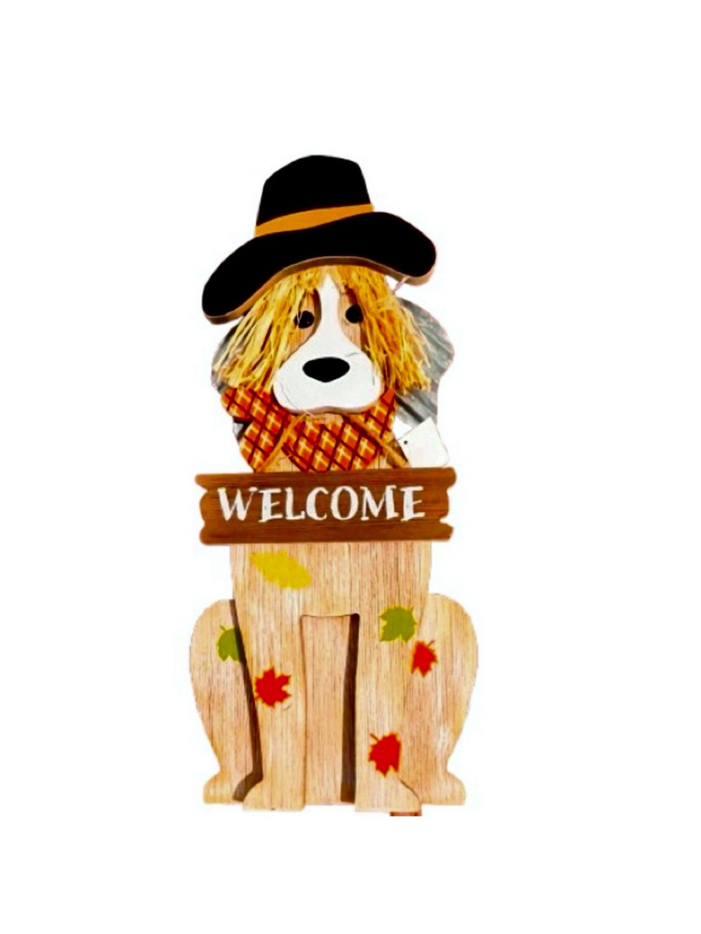 🆕- Fall Decorated Adorable Dog with Welcome Sign. Halloween/Thanksgiving